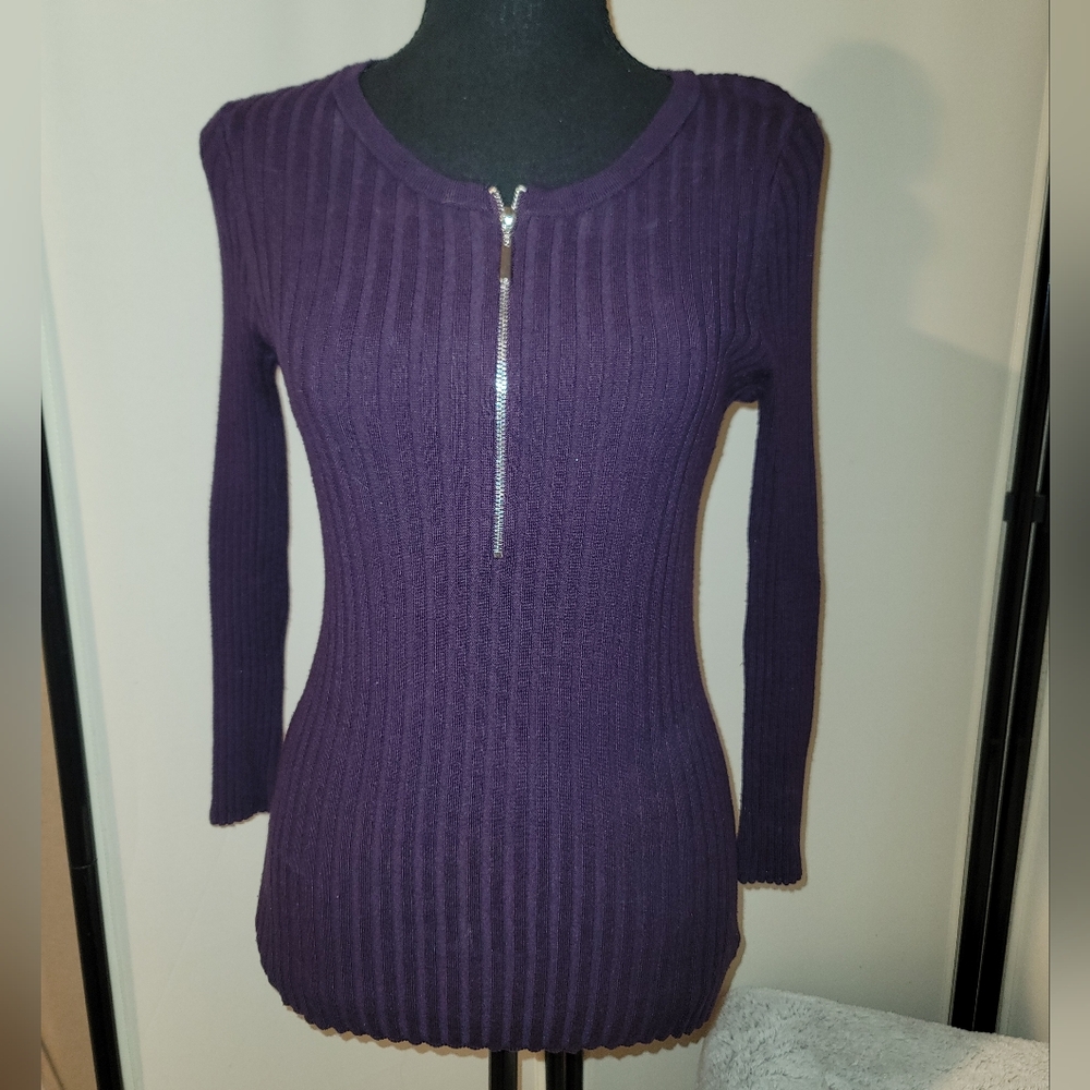 INC International Concepts Purple Ribbed Sweater Size Medium